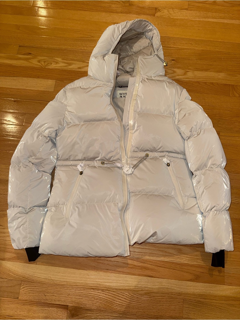 Scotch & Soda Women’s Champagne Gloss Puffer Jacket with Hood